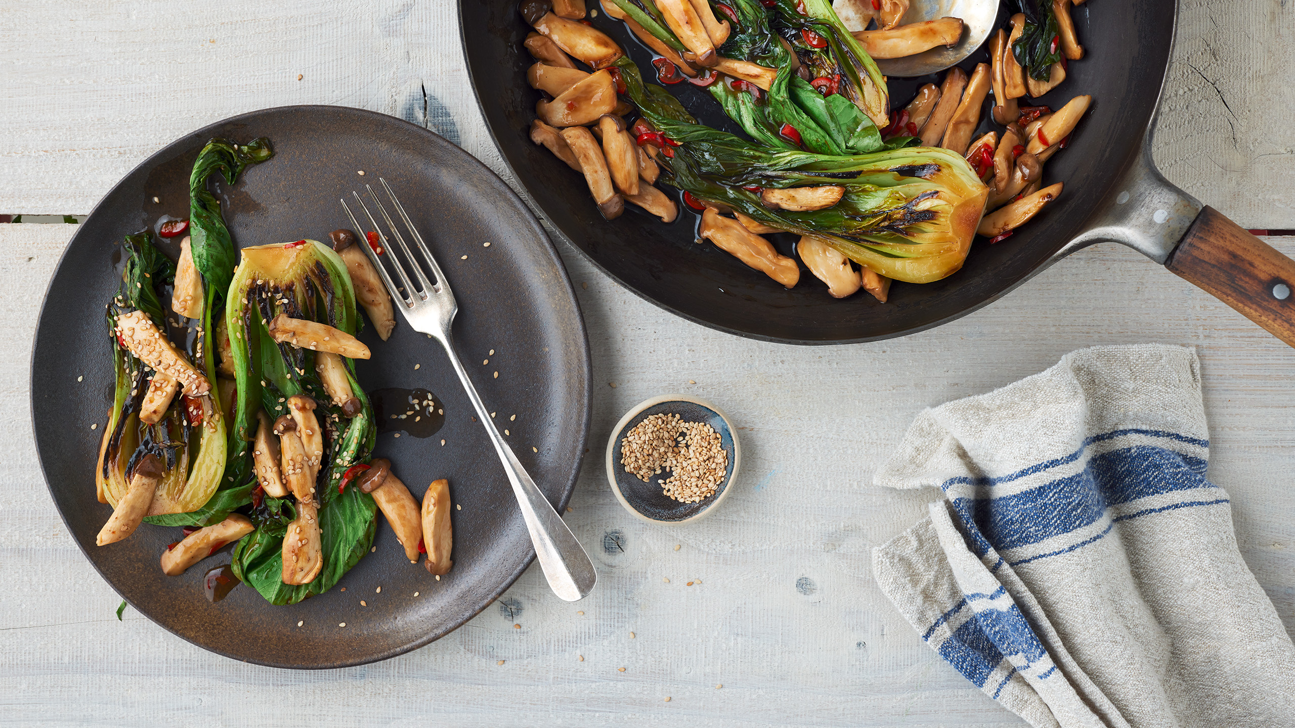 Pak-Choi mit Champignons