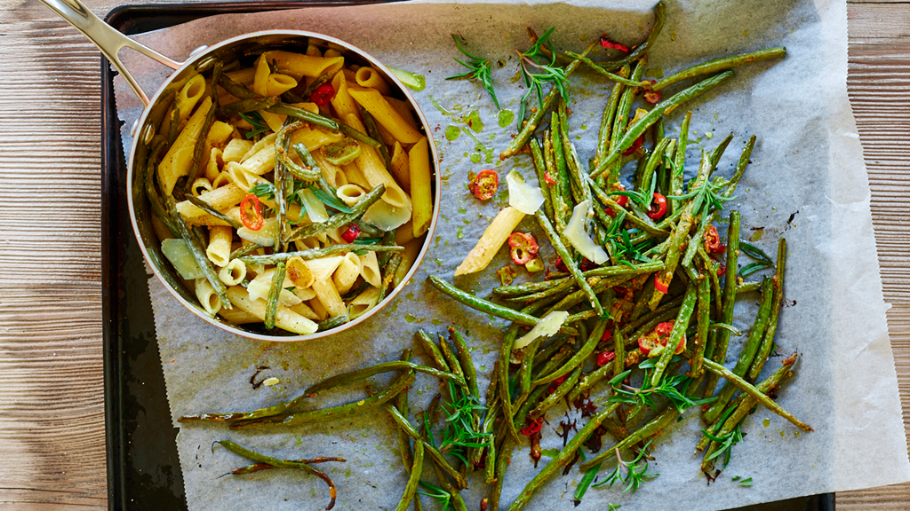 Geröstete Bohnen mit Pasta